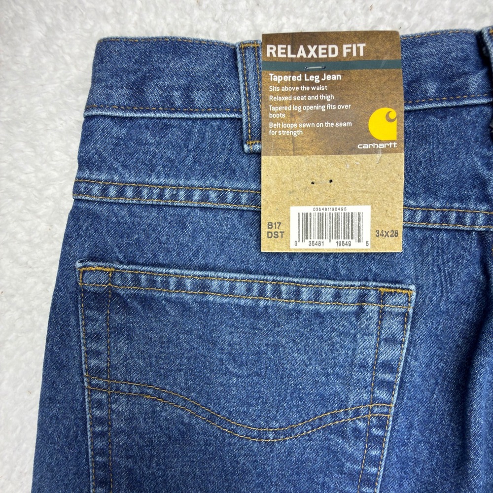 Carhartt Relaxed‎ Fit Tapered Leg Jeans Mens 34x28 B17 DST Darkstone NWT NOS
